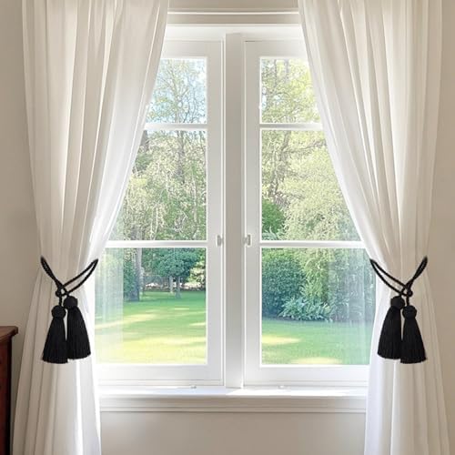 4 Pack Black Curtain Tiebacks With Tassels