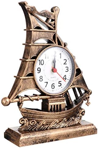 Retro Sailboat Alarm Clock Nautical Decor Golden