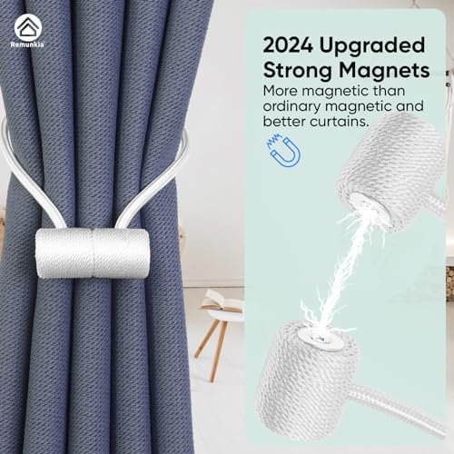 Remunkia Magnetic Curtain Tiebacks 2 Pack - White