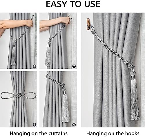 NICEEC 4 Pack Long Tassel Curtain Holdbacks