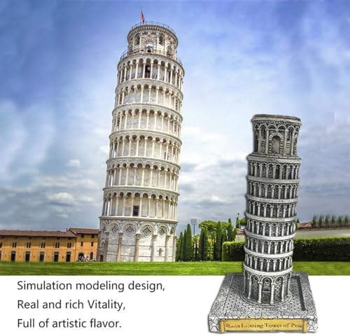 Italy Leaning Tower of Pisa Resin Statue - Gray