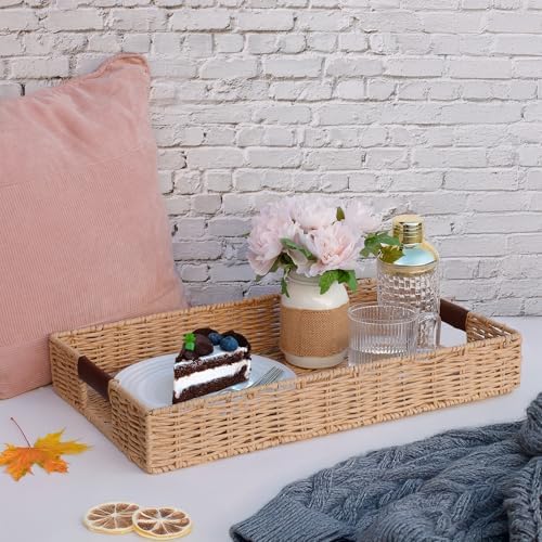 Summit Living Handwoven Rattan Serving Tray 20x12