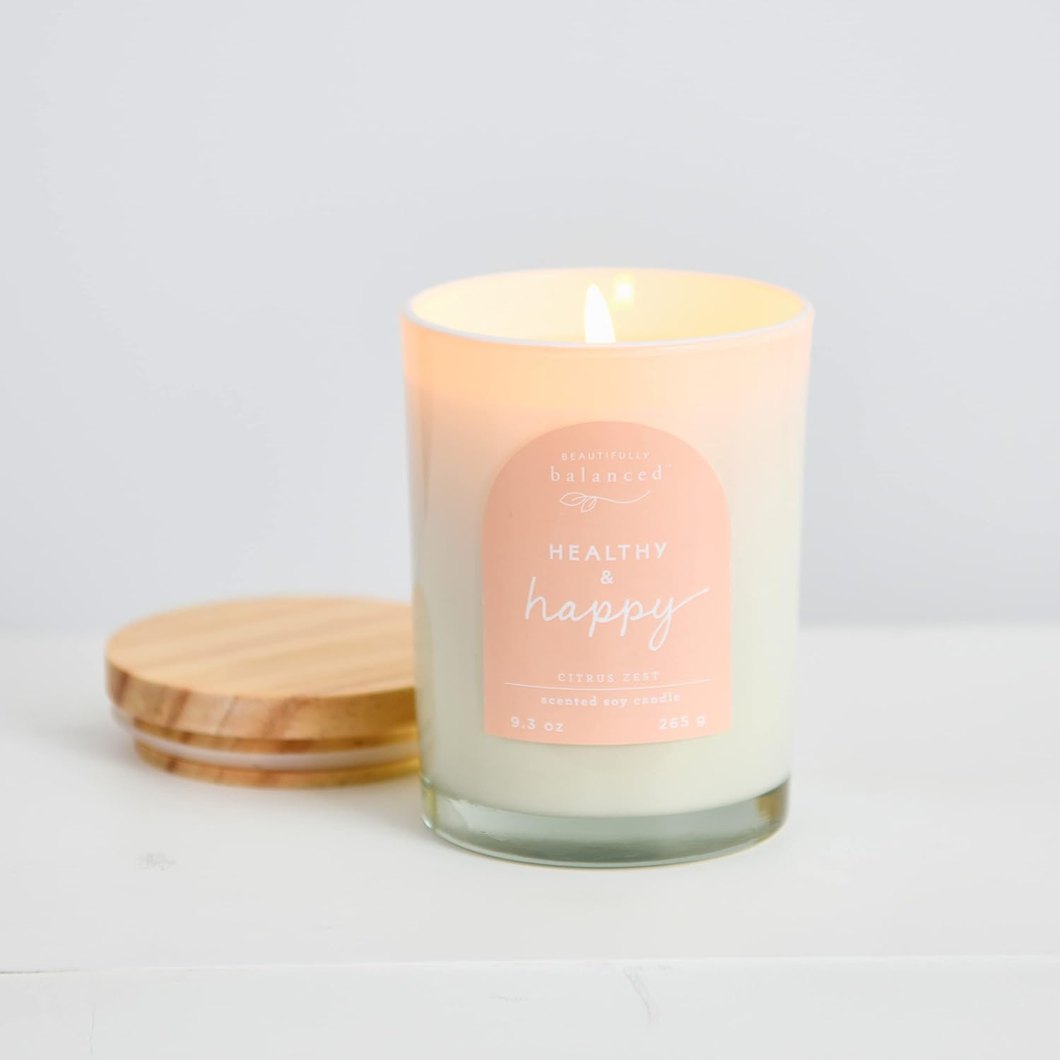 Scented Lidded Glass Soy Candle - Healthy Happy 93 oz