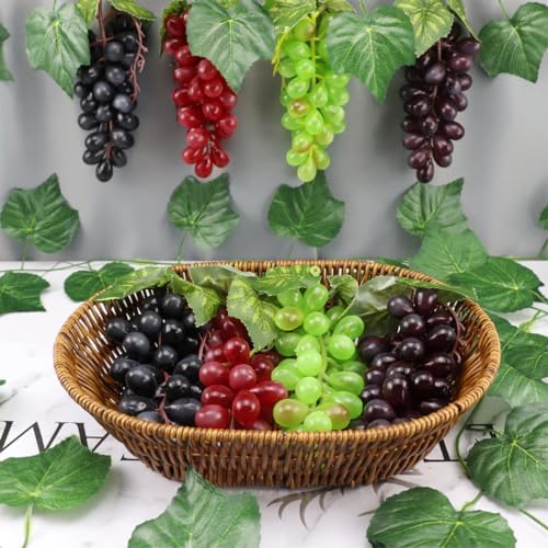 Ginojex 8 Bunches Artificial Grapes with Vines for Decor