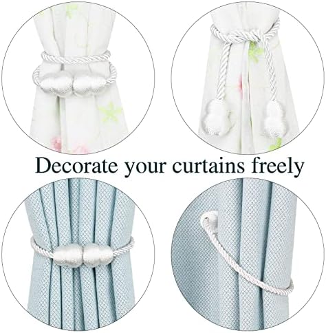 Hangtty Magnetic Curtain Tiebacks 2 Pack White