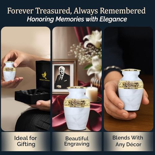 Solace Forever Small Urn for Human Ashes - White Keepsake Urn