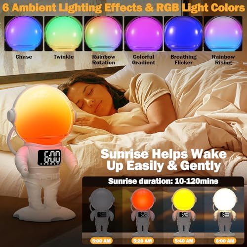 Astronaut Sunrise Alarm Clock with Light and Sounds
