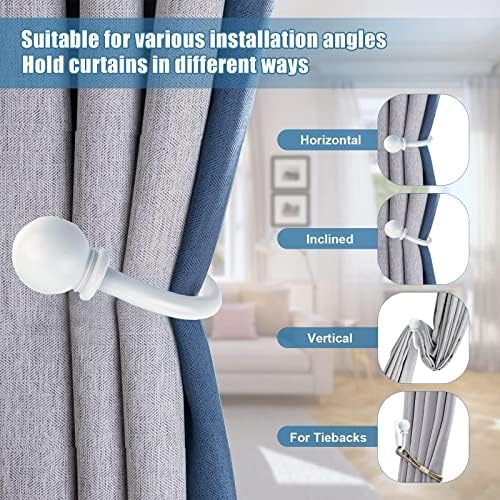 White Ball Finials Curtain Holdbacks 2pcs 1
