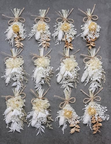 Xins Convey Mini Dried Flower Bouquet Set Pack of 12 Gold