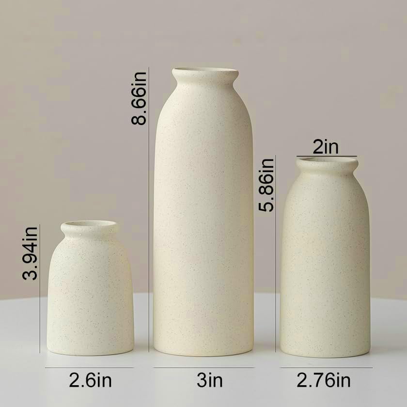 Tinctotnic 3-Piece Ceramic Vase Set - Distressed Beige