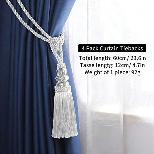 BEL AVENIR 4 Pack Crystal Curtain Tiebacks with Tassels