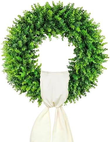 DDHS 20 Inch Artificial Boxwood Wreath for Front Door