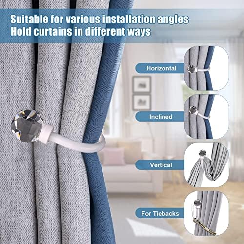 2Pack Curtain Holdbacks with Clear Crystal Balls and Metal Hooks