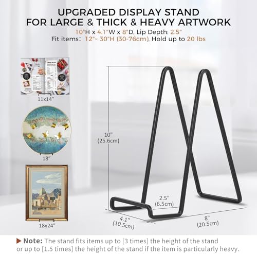 Large Plate Holder Display Stand - 2 Pack Black Metal Easel