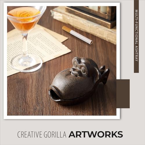 LemonRoad Cast Iron Monkey Cigar Ashtray
