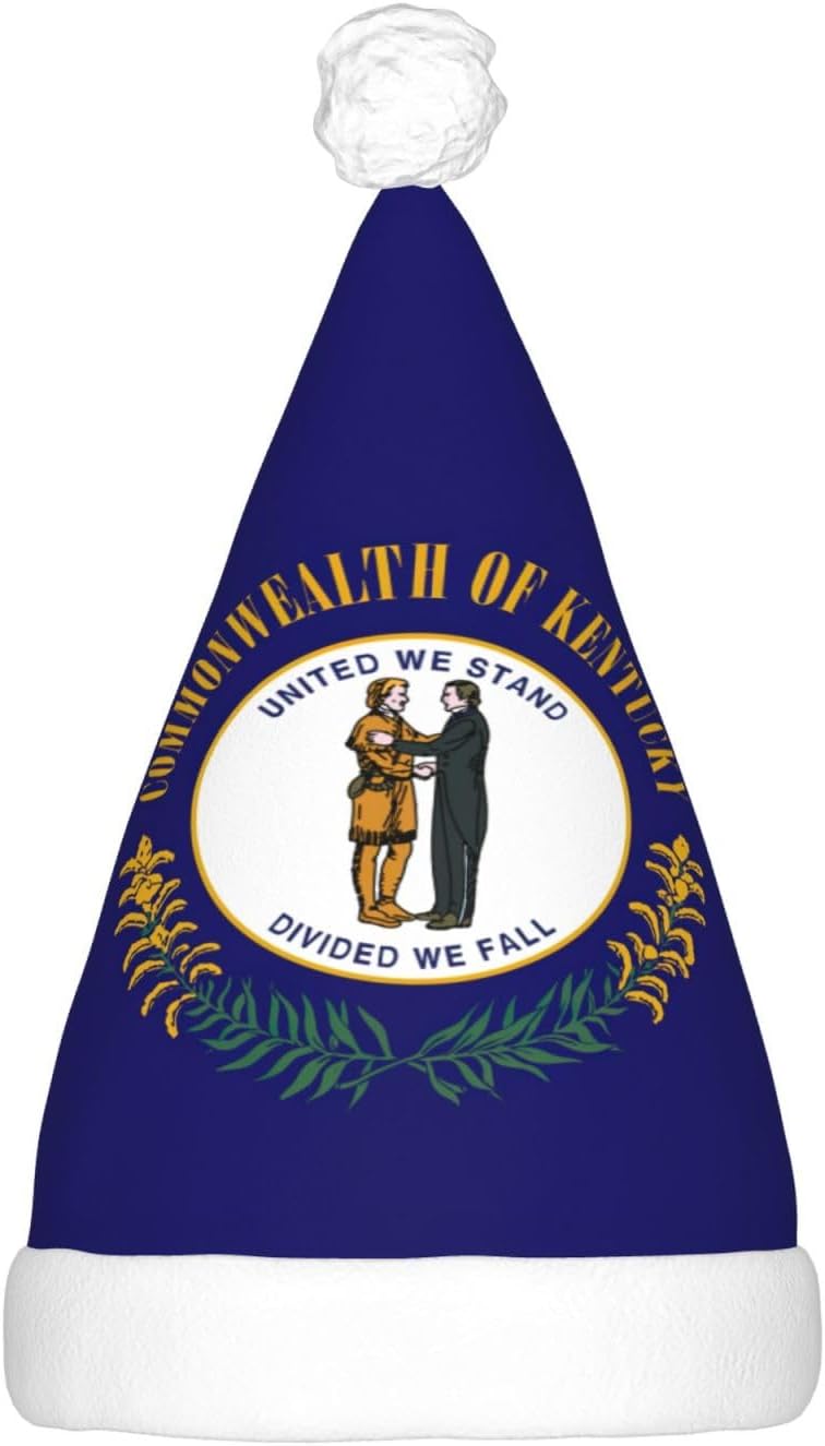 Kentucky State Flag Christmas Hat With LED Lights