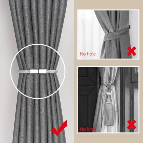 NICEEC 4 Pack Magnetic Curtain Tiebacks Modern Simple Style
