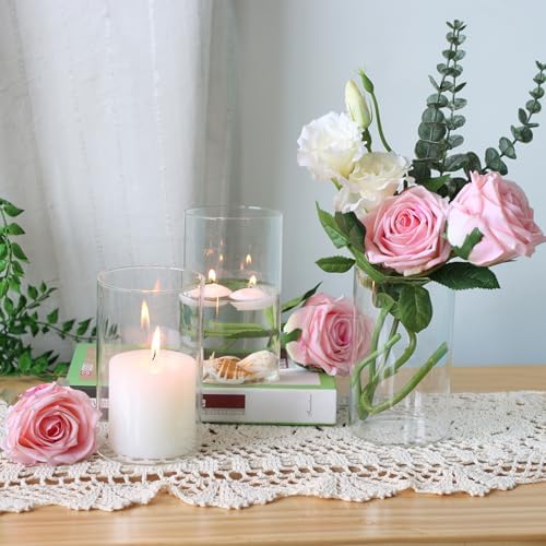 12Pcs Clear Glass Cylinder Vases for Centerpieces
