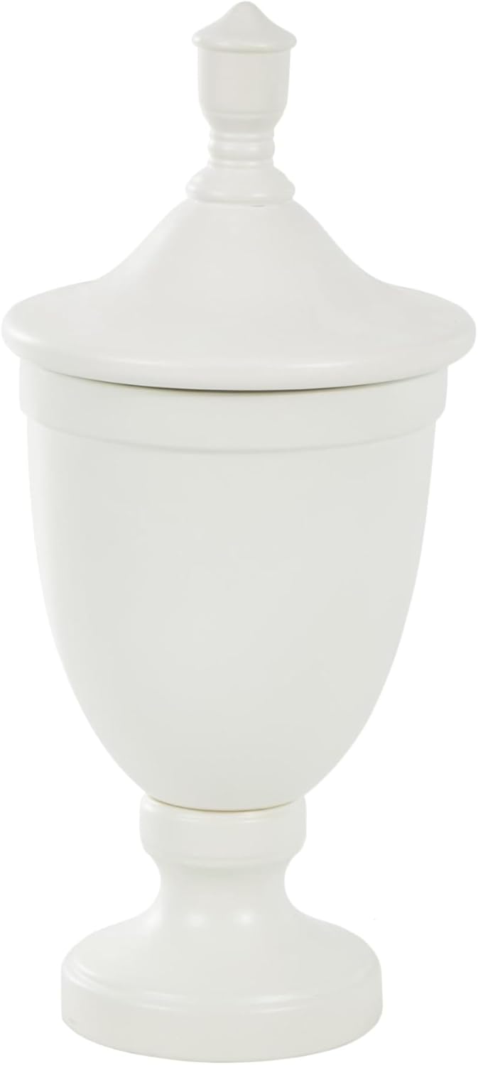 Deco 79 White Ceramic Decorative Jar with Lid