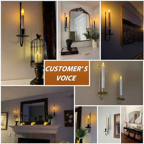Black Candle Sconces Set of 4 Taper Pillar Wall Candle Holder