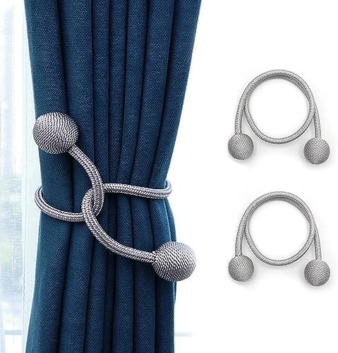 Winsharp Magnetic Curtain Tiebacks 4 Pcs Gray