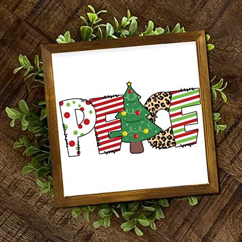Merry Christmas Wood Framed Sign 12x12 Inch
