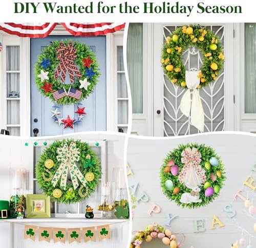 DDHS 20 Inch Artificial Boxwood Wreath for Front Door
