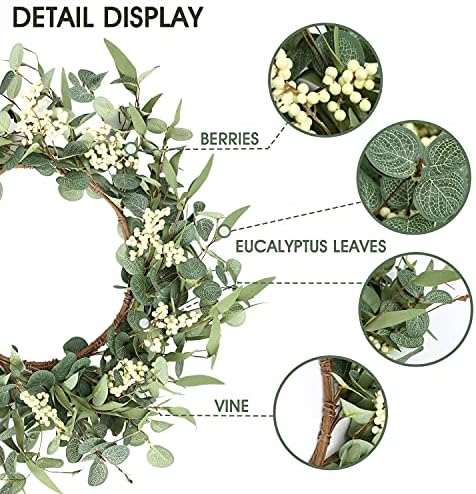 Pinkpum 20 Inch Eucalyptus Wreath for Front Door
