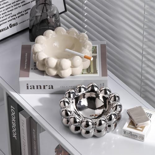 WAIT FLY Creative Bubble Ceramic Ashtray - Silver