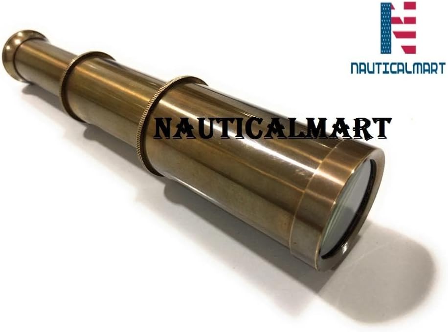 NauticalMart Marine Brass Telescope 6 Inch Antique Finish with Leather Case