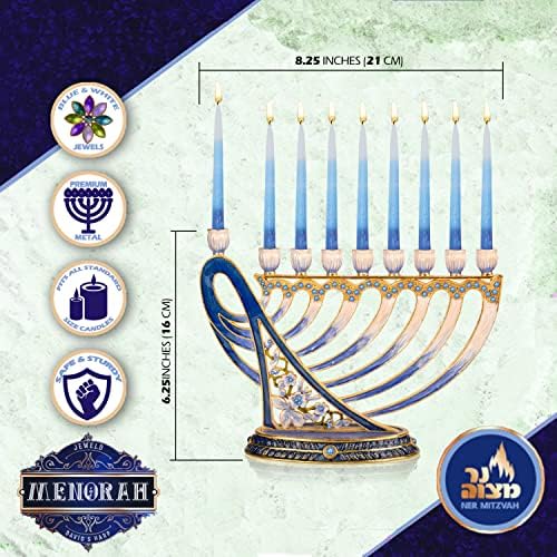 Hanukkah Menorah with Gold Accents and Jewels