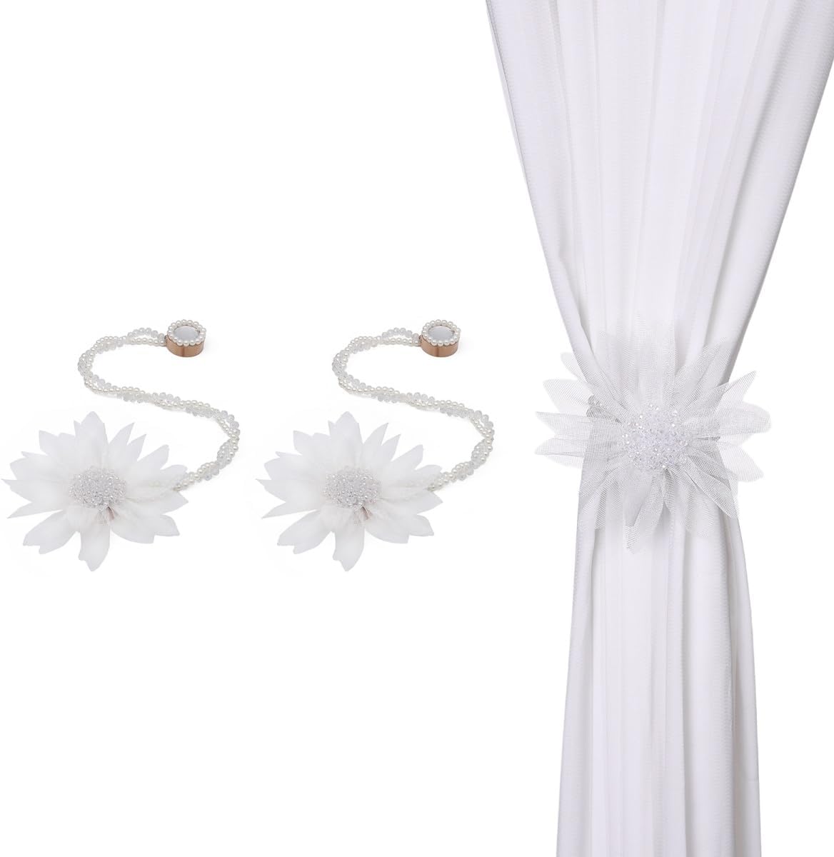 SUQ I OME Magnetic Flower Curtain Tieback 2 Pack