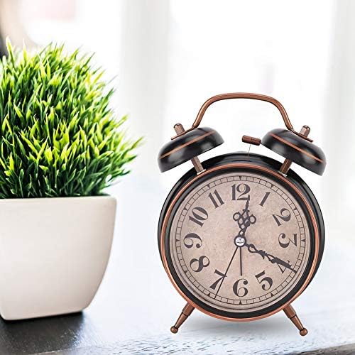Tbest Double Clock 4in Retro Alarm Clock with Night Light