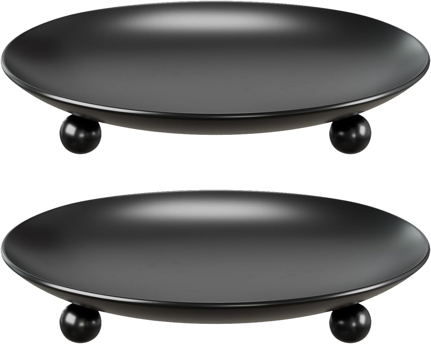 Matte Black Metal Candle Holders Set of 2