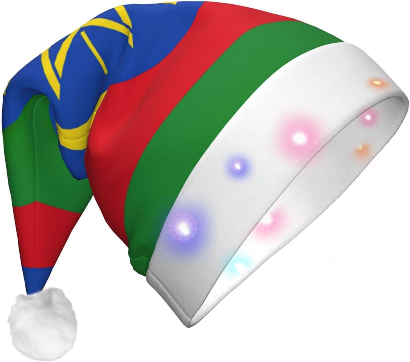 Ethiopia Flag Christmas Hat with LED Lights