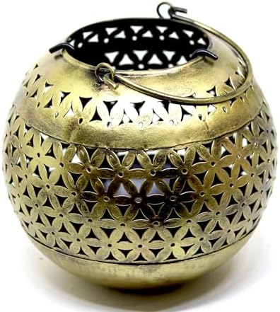 ZainArtistry Decorative Brass Bowls with Floral Design Candle Holder