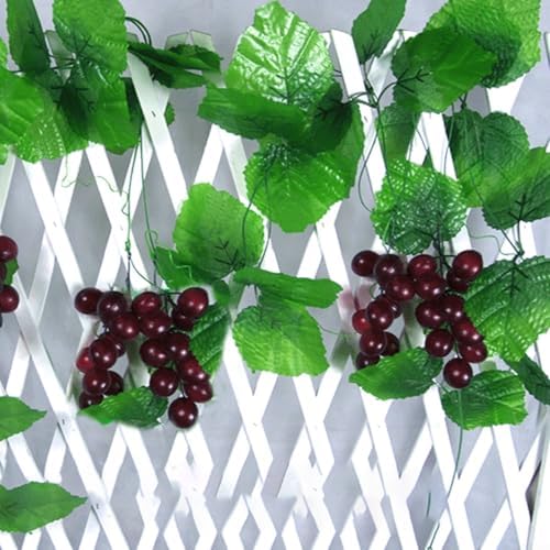 Lifelike Plastic Grape Vine with Leaves 4 Pieces 92 Meters