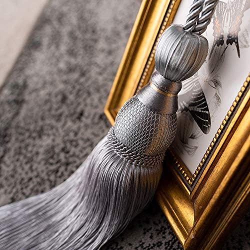 Melodieux Decorative Curtain Holdbacks with Tassels - Set of 2 Grey