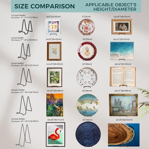 Large Plate Holder Display Stand - 2 Pack Black Metal Easel