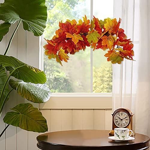 20 Inch Fall Swag Autumn Wreath with Maple Leaf
