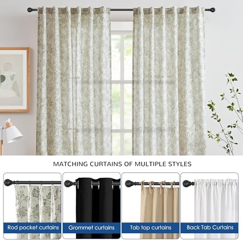 Black Curtain Rod 66-120 Inch Adjustable Heavy Duty