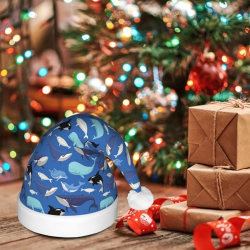 Whale Pattern Print LED Christmas Hat for Adults