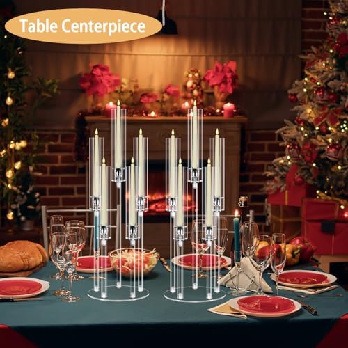 2 Sets 5 Arms Acrylic Candelabra Centerpieces with LED Holder