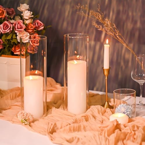 12PCS Clear Glass Hurricane Candle Holder Sleeve