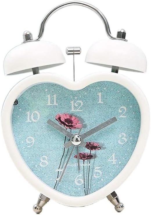 Beige Heart Shaped Silent Alarm Clock with Night Light