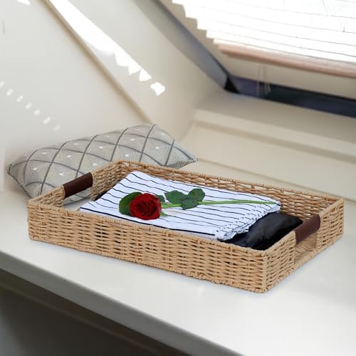 Summit Living Handwoven Rattan Serving Tray 20x12