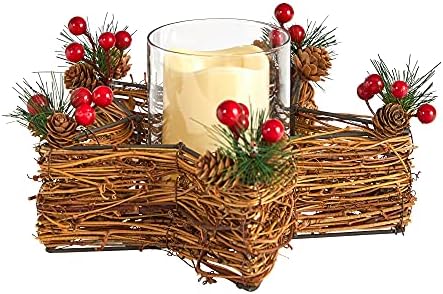 Nearly Natural Holiday Star Candle Holder with LED Light