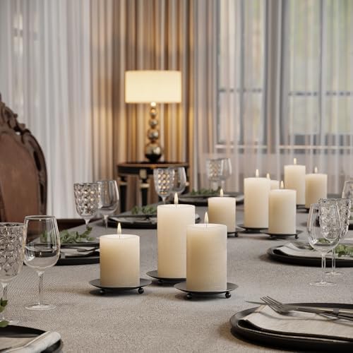 Matte Black Metal Candle Holders Set of 2