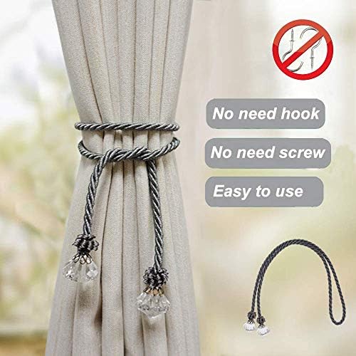 HIASTRA Curtain Tiebacks Rope with Crystal 2pcs