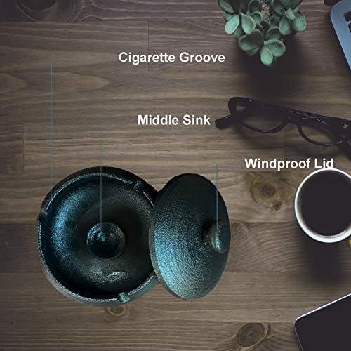 Black Ceramic Cigarette Ashtray with Lid